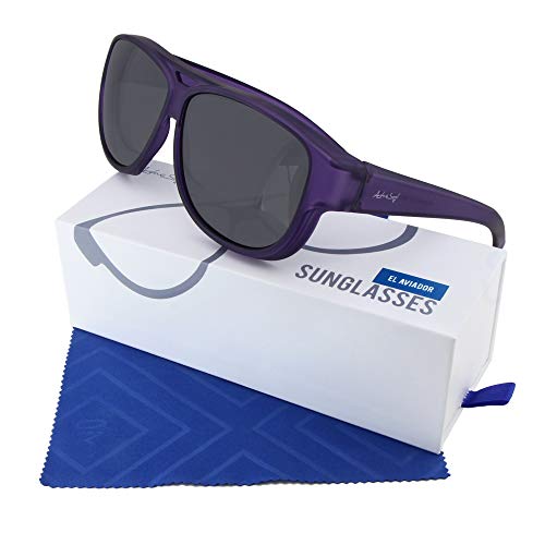 ActiveSol SOBREGAFAS DE SOL de diseño| Gafas de aviador | Sobregafas de sol con protección UV400 | polarizadas | 24 gramos (Violeta)