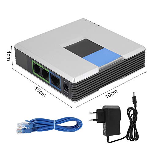 Adaptador de teléfono de Internet por fax con Puerto Rip 45 Puertos Dobles VOIP Gateway con Cable RJ 45 (UE (100-240V))