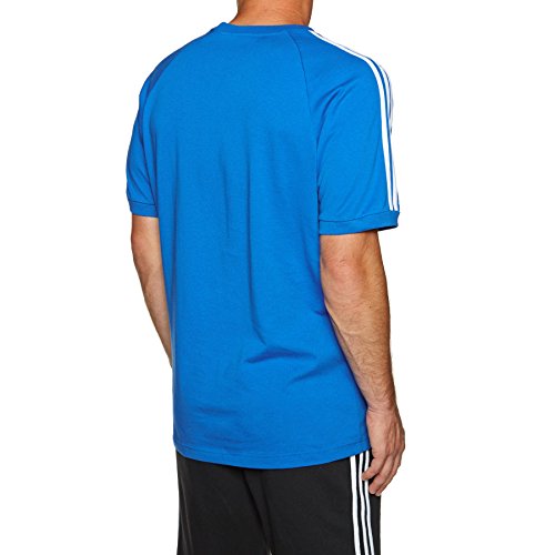 Adidas Camiseta de 3 rayas para hombre, Azul, S