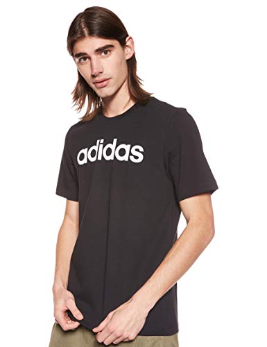 adidas Essentials Linear Logo tee Camiseta, Hombre, Negro (Black/White), L