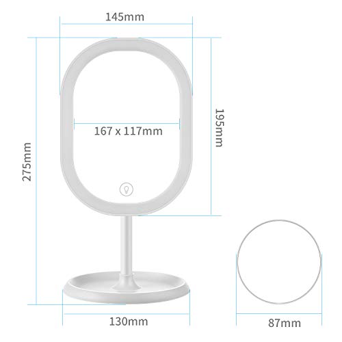 Aidodo Espejo Maquillaje con Luz LED Aumento 5X Espejo de Maquillaje,Táctil Ultra Alta Definición Profesional Espejo Cosmético Plegable Espejos Maquillaje de Escritorio - Rotación Ajustable de 360°