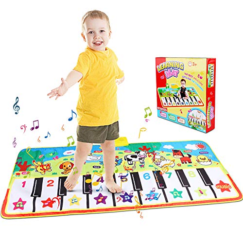 Alfombra de Piano, Alfombra Musical de Teclado, Alfombra Piano de Animales para Niños Niñas, Alfombrilla Musical Estera deTeclado Táctil para Niños(110 * 36 cm)