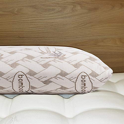 Almohada Bambú Visco Chloe con Doble Funda, 75cm, Transpirable, Antiácaros, Termoregulable, Firmeza Media, Ergonómica, Perfecta Adaptabilidad a Cuello y Cabeza, Tejido Strech. Fabricada en España