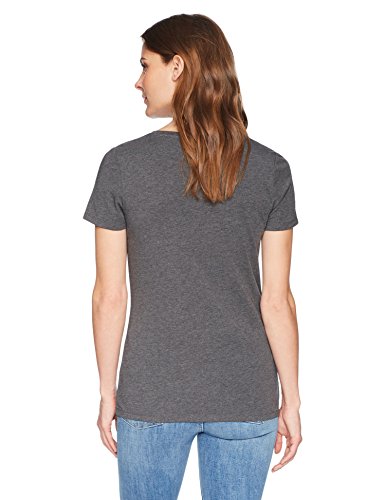 Amazon Essentials Camiseta de manga corta clásico con cuello en V, Mujer, Gris (Carbón Jaspeado/Gris Claro Jaspeado), L, pack de 2