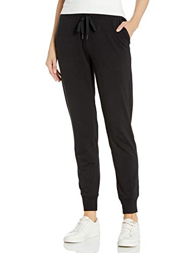 Amazon Essentials - Pantalón de mujer de algodón terry para correr, Negro, US S (EU S - M)