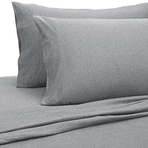 AmazonBasics - Juego de sábanas Jaspeado de Punto - Cama Doble, Gris Claro, Matrimonio