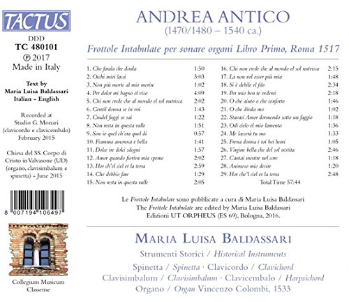 Andrea Antico : Frottole Intabulate per sonare organi, Livre I. Baldassari.