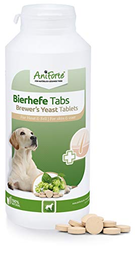 AniForte Tabletas de levadura de Cerveza Perros 500 Piezas - Producto Natural, Pelo Brillante y Fuerte, Piel Vital, Condición General de fortalecimiento y promoción, Vitaminas y minerales