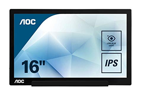 AOC Monitor I1601FWUX - Pantalla para PC de 15.6'' Portátil Full HD ( resolución 1920 X 1080, IPS, Pivotable, VESA, Contrastes 700:1)