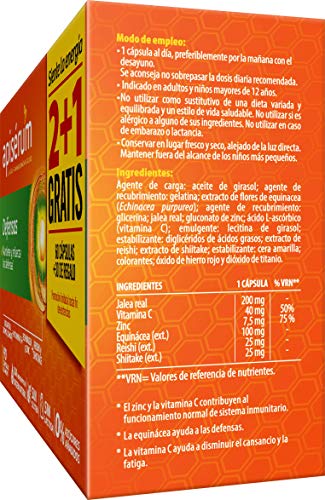 Apisérum Pack Defensas Cápsulas - 3 meses de tratamiento - Mantiene y refuerza las defensas - Multivitamínico con Jalea Real, Vitamina C, Echinacea, Zinc, Reishi y Shitake