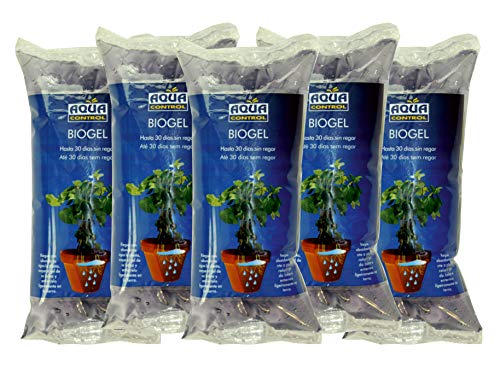 Aqua Control Biogel C21405, Agua Sólida para tus Plantas, Ideal para Riego en Vacaciones, Hasta 30 Días sin Regar - 400 ml (Pack de 5)