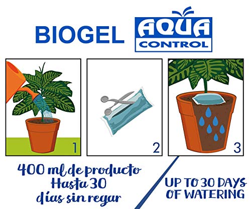 Aqua Control Biogel C21405, Agua Sólida para tus Plantas, Ideal para Riego en Vacaciones, Hasta 30 Días sin Regar - 400 ml (Pack de 5)