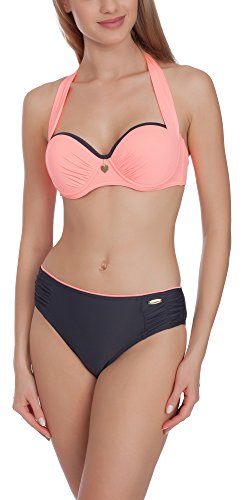 aQuarilla Bikini Push Up Trajes de Baño Dos Piezas Mujer Lyon (Grafito/Salmón, EU 42 = ES 40)