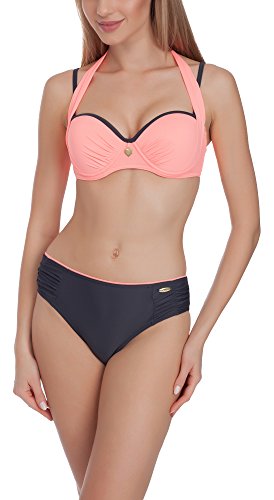 aQuarilla Bikini Push Up Trajes de Baño Dos Piezas Mujer Lyon (Grafito/Salmón, EU 42 = ES 40)