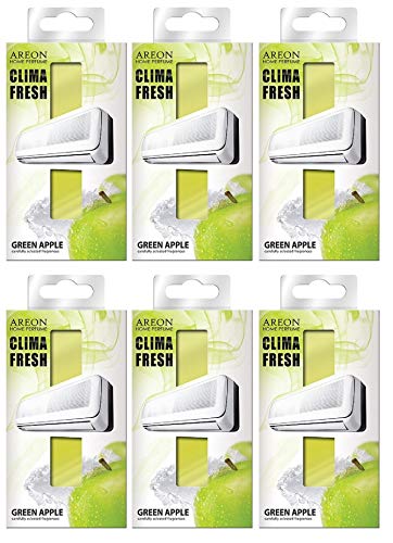 Areon Clima Fresh Ambientador Manzana Verde Casa Aire Acondicionado Olor Fruit Original Hogar Salón Oficina Tienda ( Green Apple Pack de 6 )