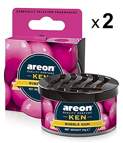 Areon Fresco Ambientador Coche Bubble Gum Chicle Olor Dulce Hogar Aire Lata Debajo Asiento Casa Perfume Original Rosa 3D ( Pack de 2 )