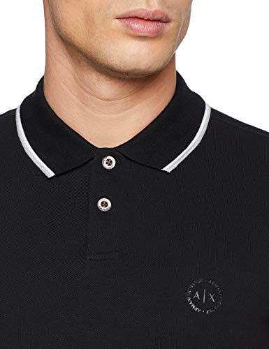 Armani Exchange Double Stripe Polo, Negro (Black 1200), Small para Hombre