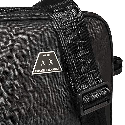 Armani Exchange Zip Top Reporter, Bolsa de Mensajero para Hombre, Negro (Nero - Black), 24x7x22 Centimeters (B x H x T)