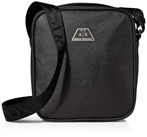 Armani Exchange Zip Top Reporter, Bolsa de Mensajero para Hombre, Negro (Nero - Black), 24x7x22 Centimeters (B x H x T)