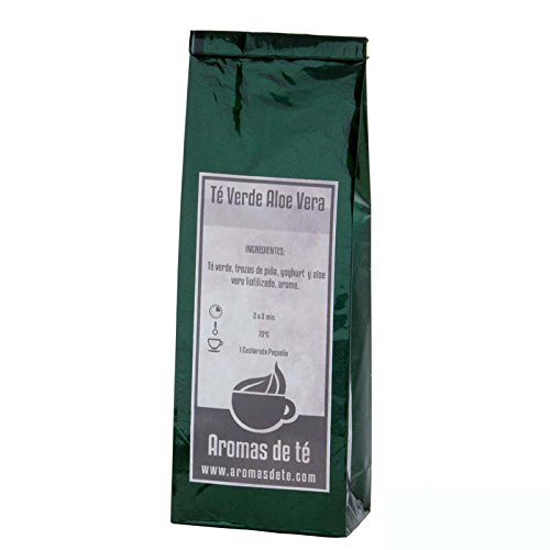 Aromas de Té - Té Verde de Aloe Vera Efecto Digestivo y Aroma Fresco y Suave con Trozos de Piña Propiedades Protectoras de la Flora Intestinal, 40 gr