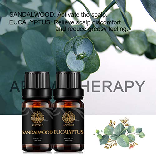 Aromaterapia sándalo aceites esenciales set para difusor, 100 pur aceites esenciales eucalipto, 2x10ml aceites esenciales kit-eucalipto, sándalo aceites para humidificador