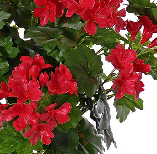 artplants.de Geranio de plástico BERENIKE con Vara de fijación, Zona protegida, Rojo, 40cm, Ø5-8cm - Geranio Artificial - Flores de plástico