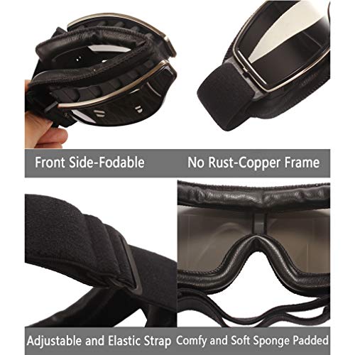 Ashilun Retro Pilot - Gafas protectoras para motocicleta, antiniebla, antiniebla, para montar en cuatrimoto, motocross, etc.