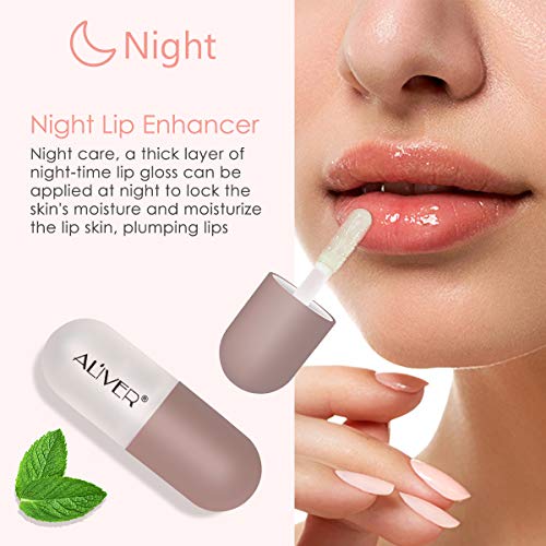 Aumentador De Labios, Doble Efecto Día Y Noche Lip Plumper, Voluminizador Labios Aumentador De Labios, Reducir Líneas Finas, Hidratación Labial, Labios Sexy Más Llenos E Hidratados