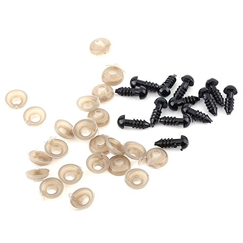 AUNMAS 100pcs 6/9/10 / 12MM Black Doll Safety Eyes Plastic W/Washer para Teddy Bear Felting Toys(1#)