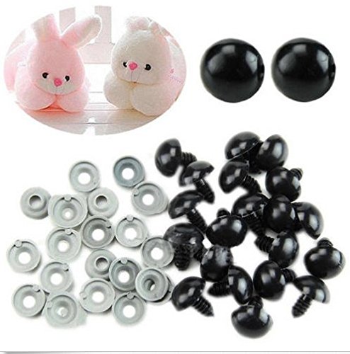 AUNMAS 100pcs 6/9/10 / 12MM Black Doll Safety Eyes Plastic W/Washer para Teddy Bear Felting Toys(1#)