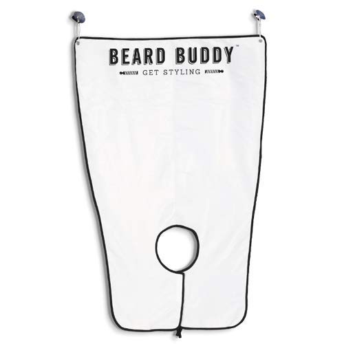 Babero de afeitado para barba Buddy, se fija al espejo con ventosas para recortar el estilo sin ensuciar.