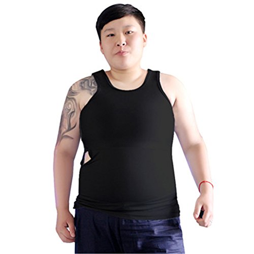 BaronHong Tomboy Trans Lesbian Bamboo Charcoal Fiber Chest Binder Corset Talla Grande Tank Top (Negro, 5XL)