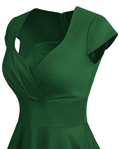 Bbonlinedress Vestido Corto Mujer Retro Años 50 Vintage Escote En Pico Green L