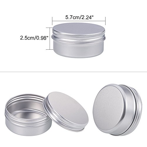 BENECREAT 20 Pack 50ml Lata de Aluminio Caja de Aluminio Redondas con Tapa de Rosca Contenedores Metálicos - Ideal para Almacenar Especias, Dulces, Té o Pastillas (Platino)