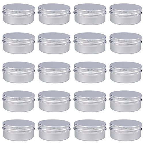 BENECREAT 20 Pack 50ml Lata de Aluminio Caja de Aluminio Redondas con Tapa de Rosca Contenedores Metálicos - Ideal para Almacenar Especias, Dulces, Té o Pastillas (Platino)