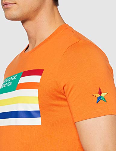 Benetton T-Shirt Jersey, Naranja (Harvest Pumpkin 1c0), Small para Hombre