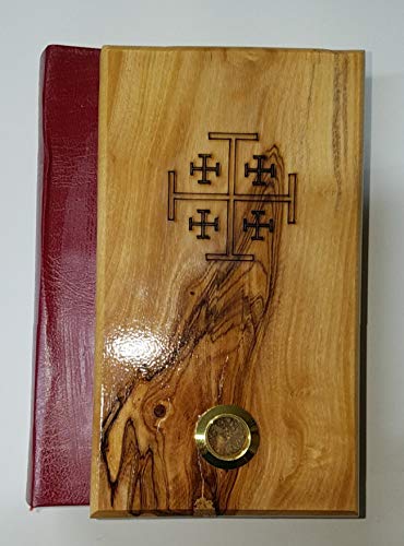 Bethlehem Gifts TM - Biblia de madera de olivo, diseño de letra roja rey James