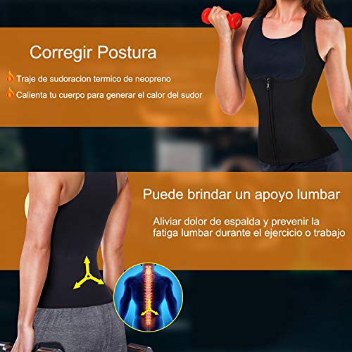 Bingrong Chaleco Neopreno Sauna Mujer Fajas Reductoras Adelgazantes Mujer Compresion para Adelgazante Sudoración para Deporte Fitness (Negro, Small)