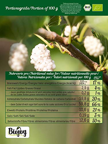 Biojoy Moras blancas ecológicas, sin azúcar y conservantes (1 kg)