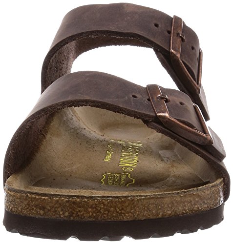 Birkenstock Milano - Sandalias de dedo con correa en el tobillo de piel natural unisex, Marrón, 44 (estrecho)