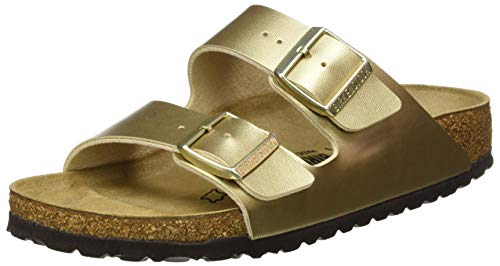 Birkenstock Sandales Arizona Birko-Flor Gold, Sandalia para Mujer, 39 EU Étroit