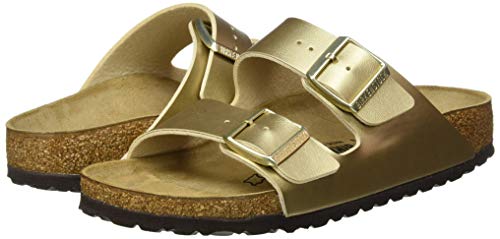 Birkenstock Sandales Arizona Birko-Flor Gold, Sandalia para Mujer, 39 EU Étroit