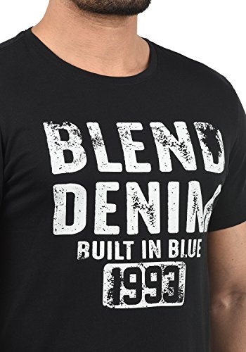 BLEND Dano Camiseta Básica De Manga Corta con Estampado para Hombre con con Cuello Redondo con Gráfico, tamaño:M, Color:Black (70155)