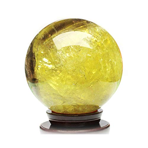 Bola de Cristal Natural hielo agrietado bola de cristal Bola de cristal con la base de Feng Shui Oficina de bola suerte de bola áspera regalo del hogar Pulido Esfera Lente Decoración Oficina