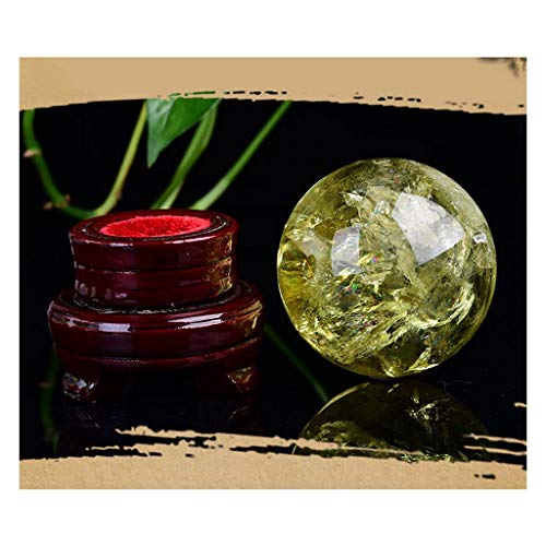 Bola de Cristal Natural hielo agrietado bola de cristal Bola de cristal con la base de Feng Shui Oficina de bola suerte de bola áspera regalo del hogar Pulido Esfera Lente Decoración Oficina