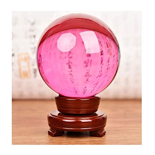 Bola de Cristal Transparent Crystal Ball Glass Ball With Base Bracket Feng Shui Ball Lucky Transfer Feng Shui Fortune-Telling Ball Esfera Lente Decoración Oficina ( Color : Pink , tamaño : 10CM )