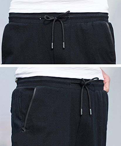 BOLAWOO Pantalones Largos De Carga De Verano para Hombres Pantalones De Ocio De Mode De Marca Algodón Puro Pantalones De Lino con Cordón Pantalones De Verano De Color Sólido Pantalones De Chándal