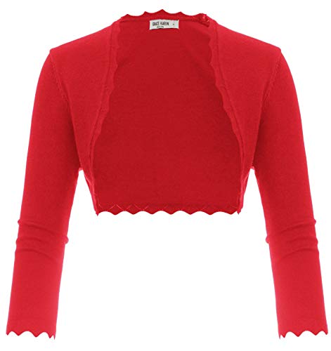 Bolero Woman 3/4 Mangas Chaqueta de Punto para Blusa Corta Corta Roja M CL10960-4