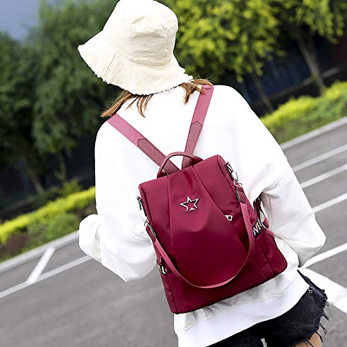 Bolsos Mochilas Antirrobo Tipo Casual de Viaje y Escuela de Tela Oxford para Hombre y Chicos de Gran Capacidad Bolsos de Personalidad Diario Paquete de Cuero Vintage Messenger Bag Backpack (Rojo)