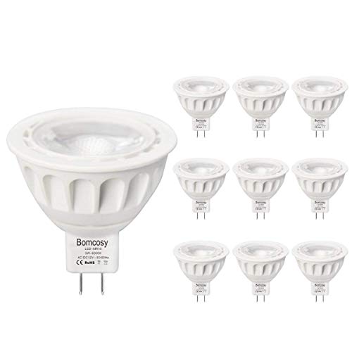 Bombillas LED GU5.3, Bomcosy MR16 LED 5W Lámparas Halógenas Equivalentes a 50W, LED 12v MR16, Blanco Cálido 3000K, Bombillas led 500LM, LED GU5.3 36°Luz, 10 Pack